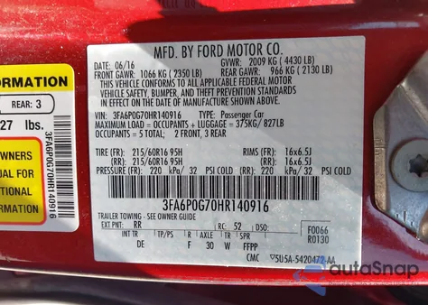 2017 Ford Fusion S from USA, damaged, VIN 3FA6P0G70HR140916